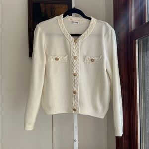 Grace Karin Cream Cardigan with Braided Accents